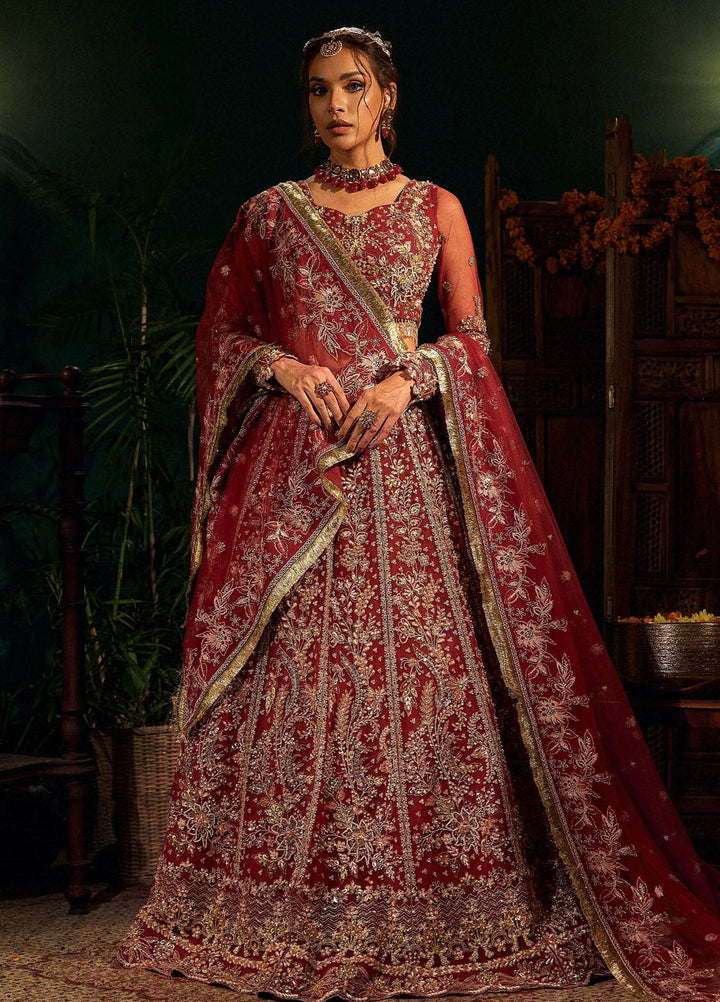 Fabiha Fatima Pret Embroidered Net 3 Piece Suit Ruby