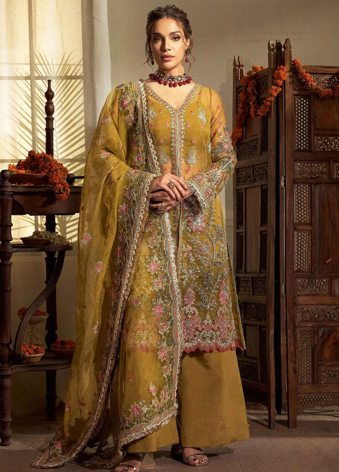 Fabiha Fatima Pret Embroidered Organza 3 Piece Suit Amber
