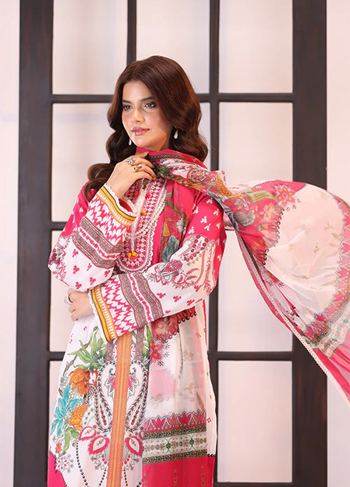 La Elise Women Unstitched Embroidered Lawn 3 Piece Suit 0001207 Sarah - Festive Collection