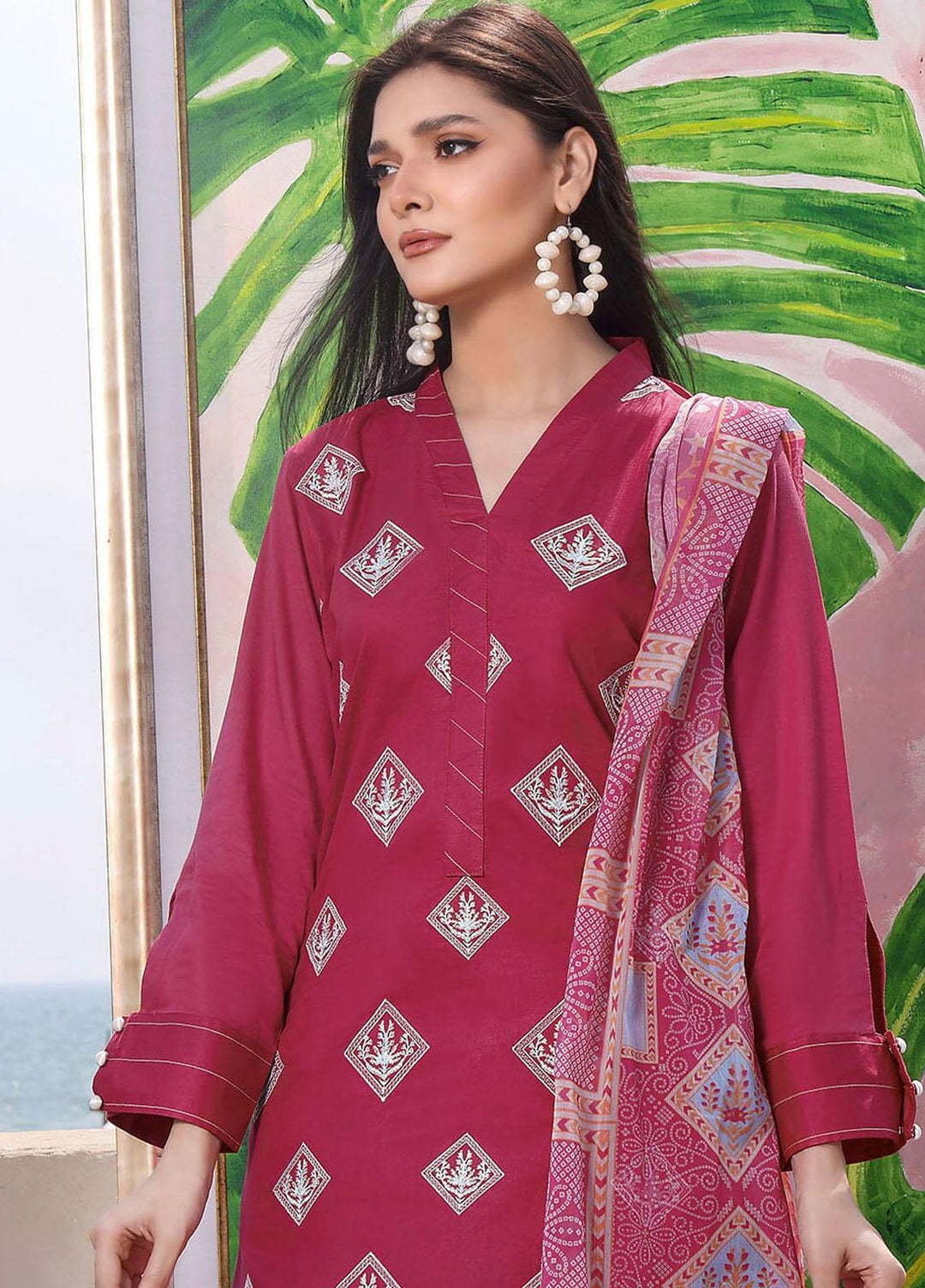 Faha By Khas Embroidered Lawn Suits Unstitched 3 Piece KHS23F KCE-1789 - Summer Collection