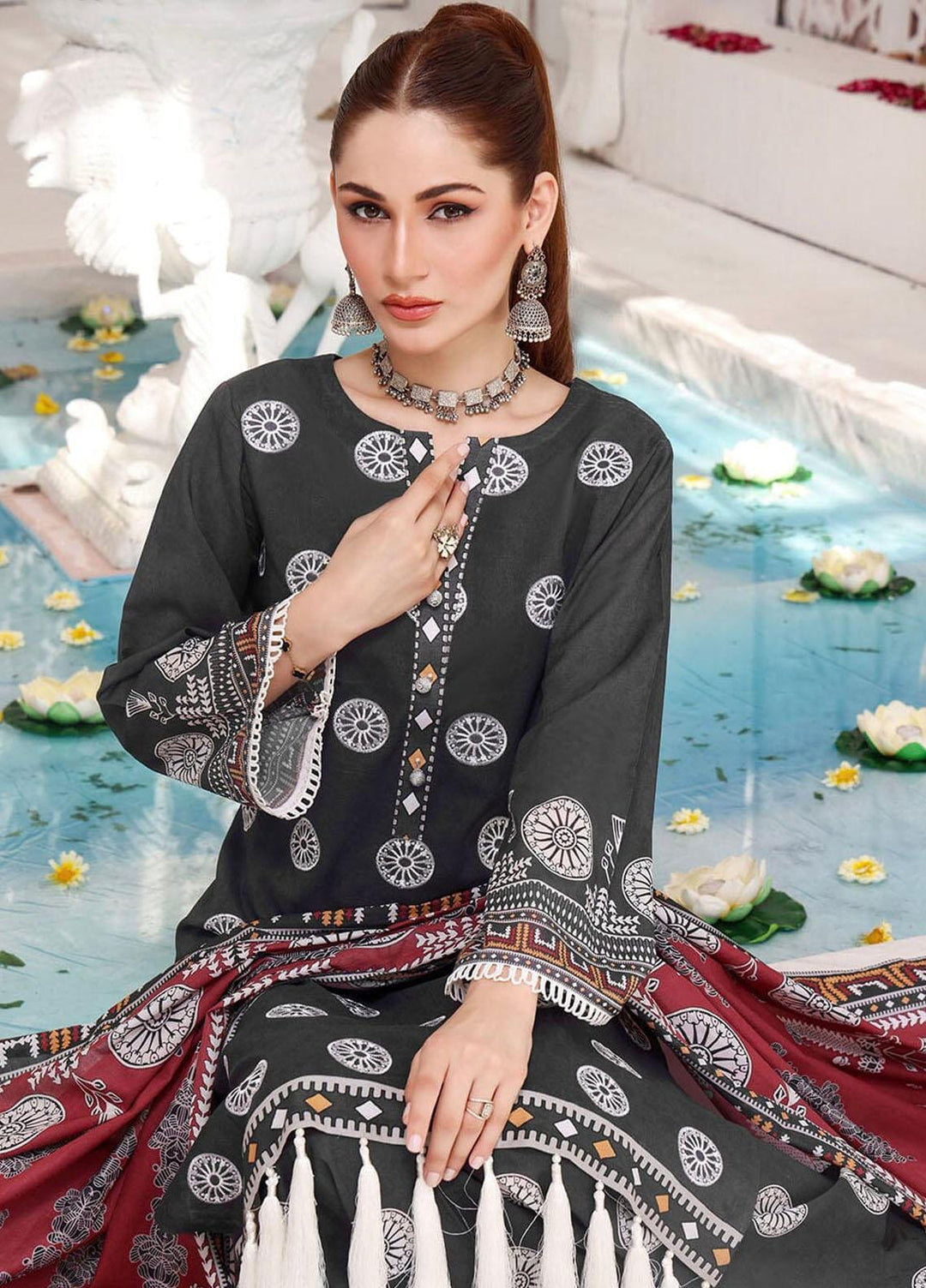 Faha By Khas Embroidered Lawn Suits Unstitched 3 Piece KHS23F KL-1793 - Summer Collection