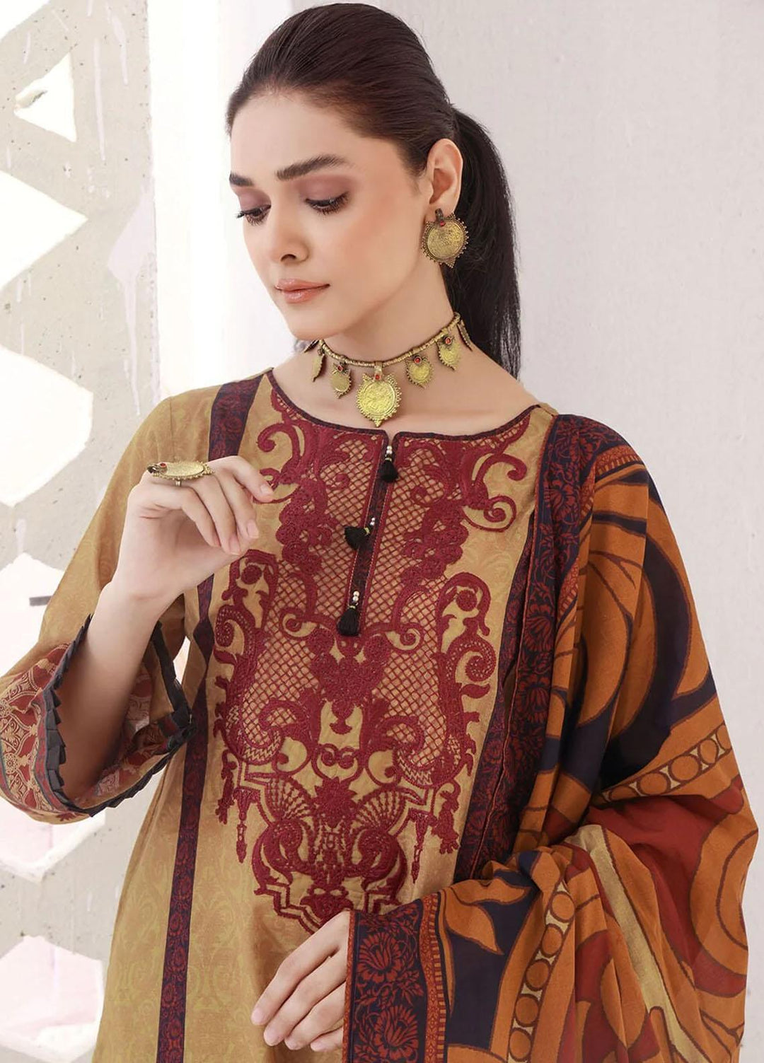 Faha By Khas Embroidered Lawn Suits Unstitched 3 Piece KHS23F KL-1797 - Summer Collection