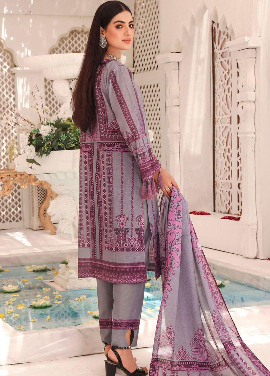 Faha By Khas Printed Lawn Suits Unstitched 3 Piece KHS23F KLA-1805 - Summer Collection