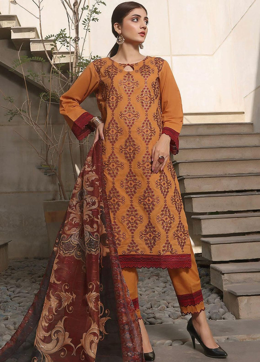 Faha By Khas Embroidered Lawn Suits Unstitched 3 Piece KHS23F KOE-1777 - Summer Collection