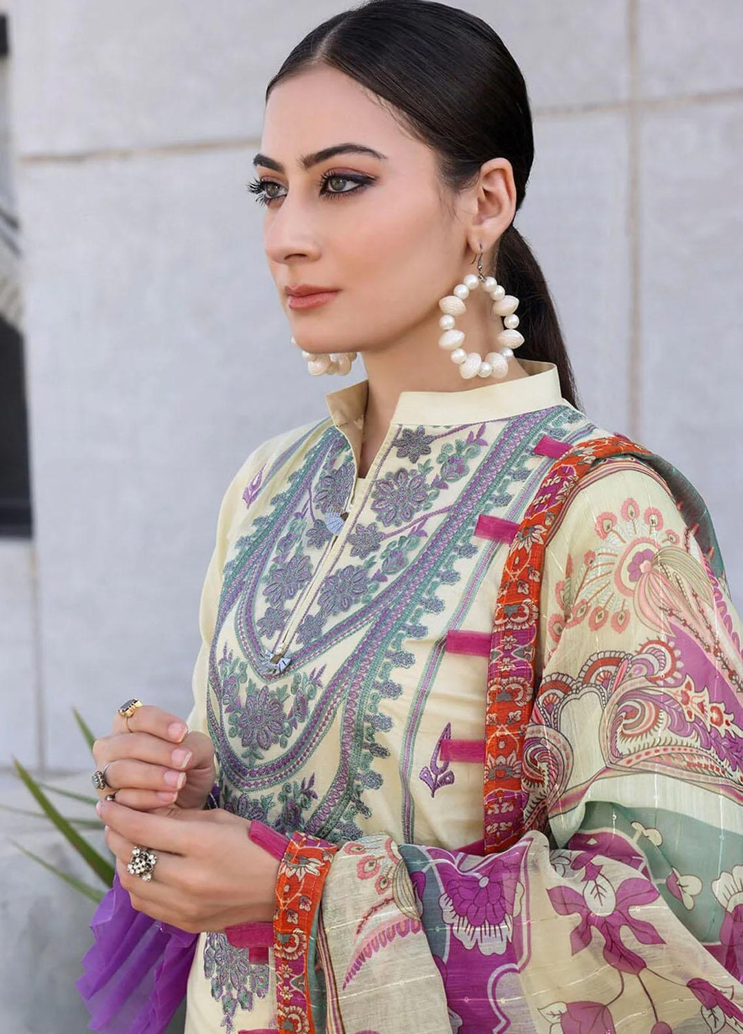 Faha By Khas Embroidered Lawn Suits Unstitched 3 Piece KHS23F KOE-1785 - Summer Collection