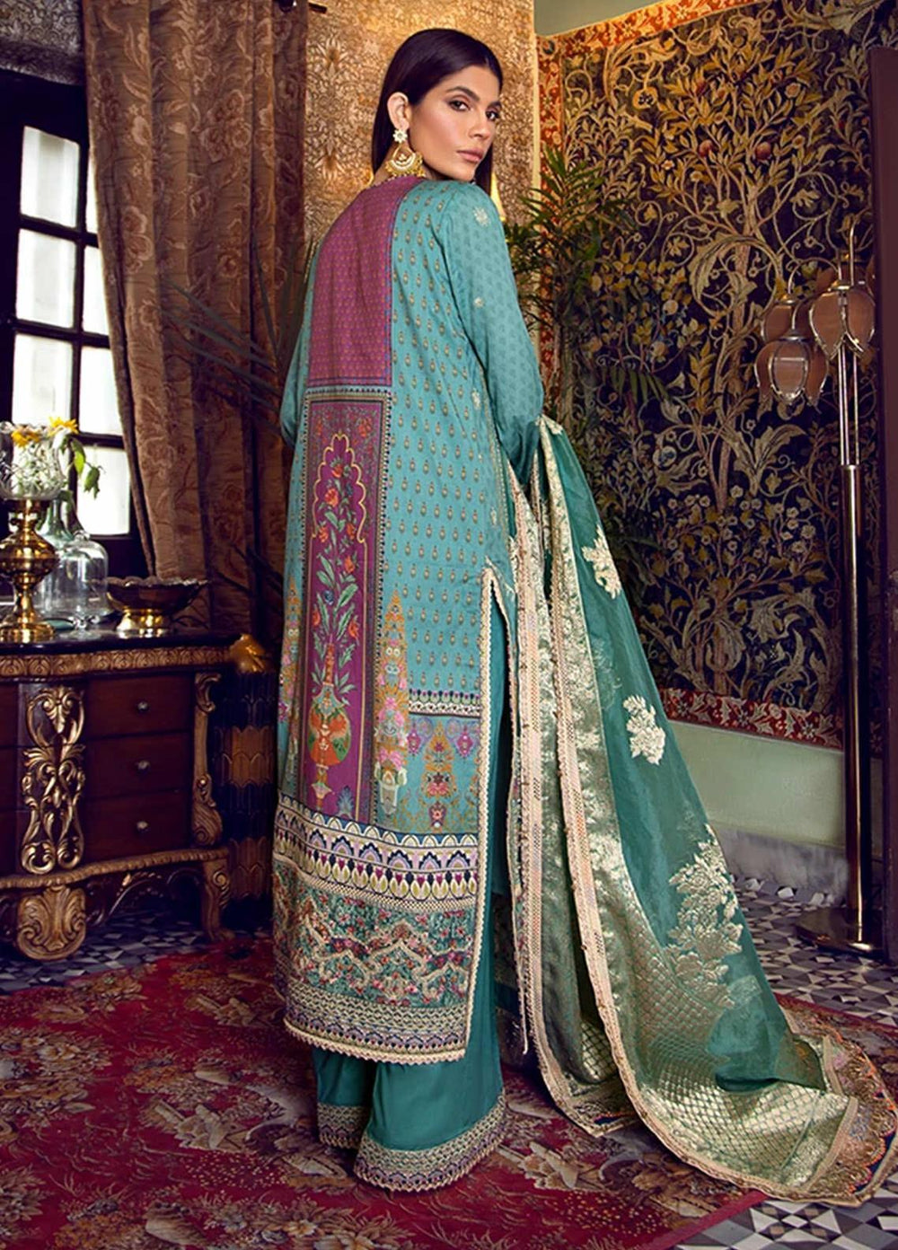 Fahad Hussayn Embroidered Lawn Suits Unstitched 3 Piece FH21SE D-07 - Luxury Collection