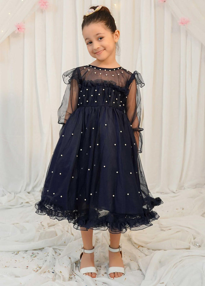 Modest Pret Fancy Net Frock Sapphire