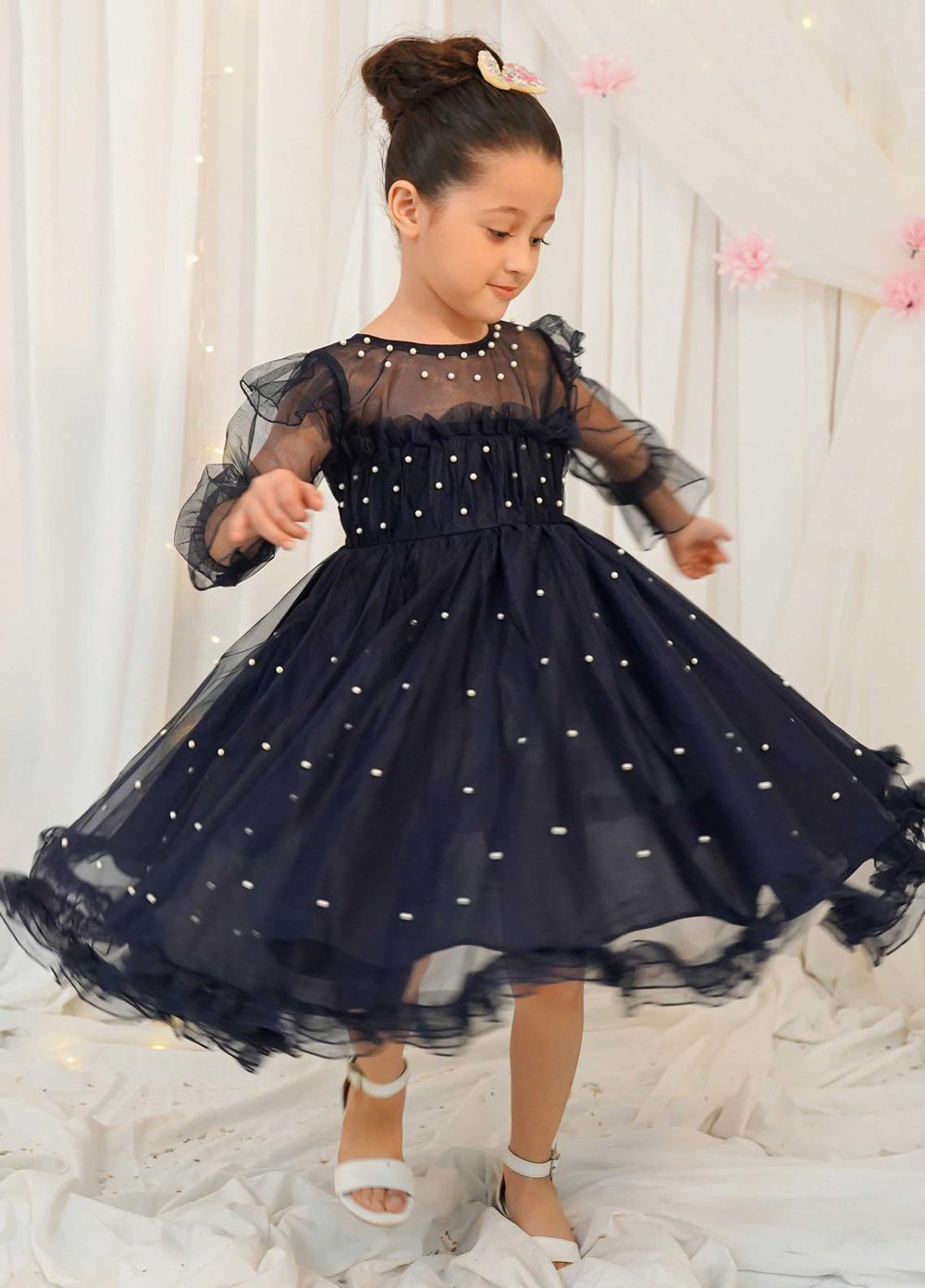 Modest Pret Fancy Net Frock Sapphire