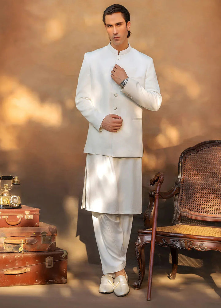 Fais Couture Dobby Formal Mens Pirnce Coat Taimur Rumi