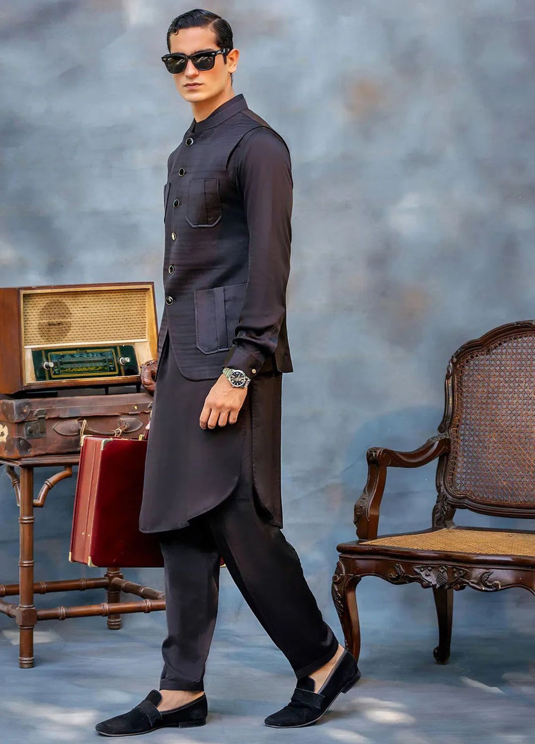 Fais Couture Silk Formal Mens Waist Coat Raees Rumi