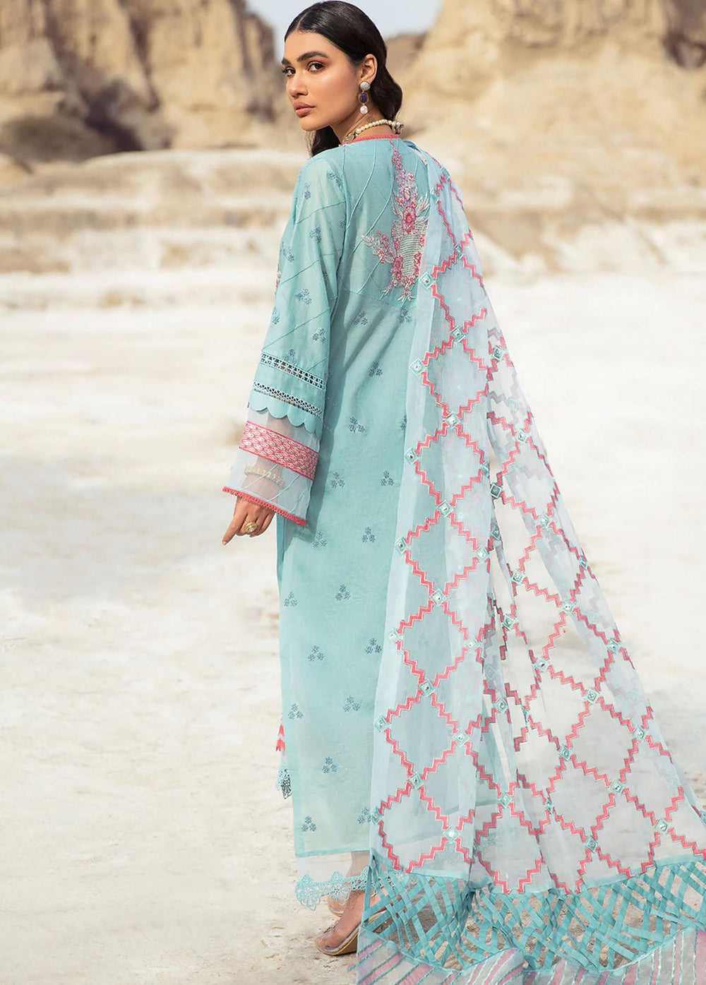 Faixa Faixal Embroidered Lawn Suits Unstitched 3 Piece FFX22L ANITA - Luxury Collection
