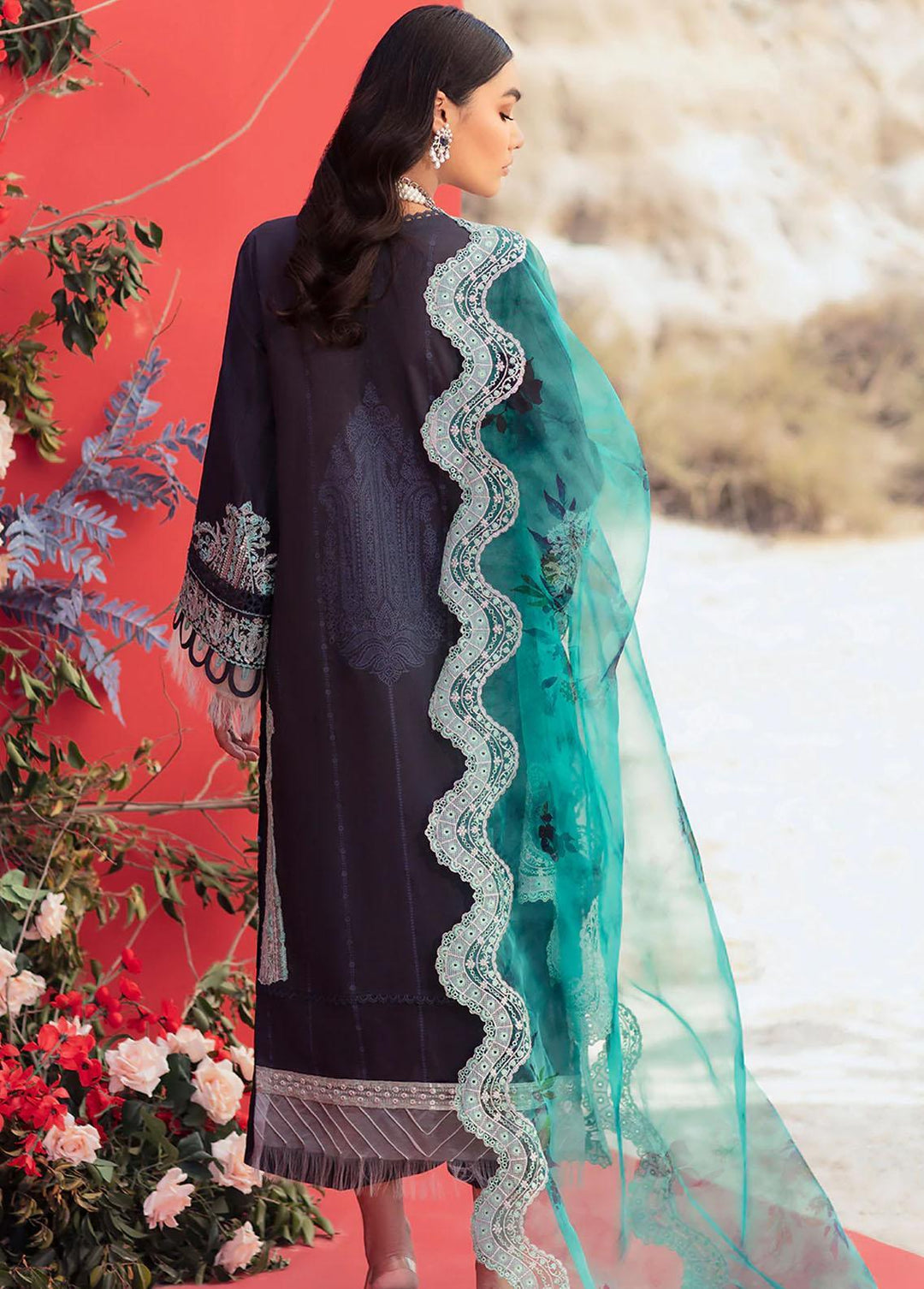 Faixa Faixal Embroidered Lawn Suits Unstitched 3 Piece FFX22L MARVI - Luxury Collection