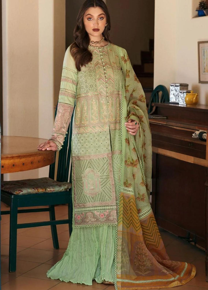 Mehru By Faixa Faixal Embroidered Lawn Suits Unstitched 3 Piece FFX22M E22-03 Pista - Luxury Collection