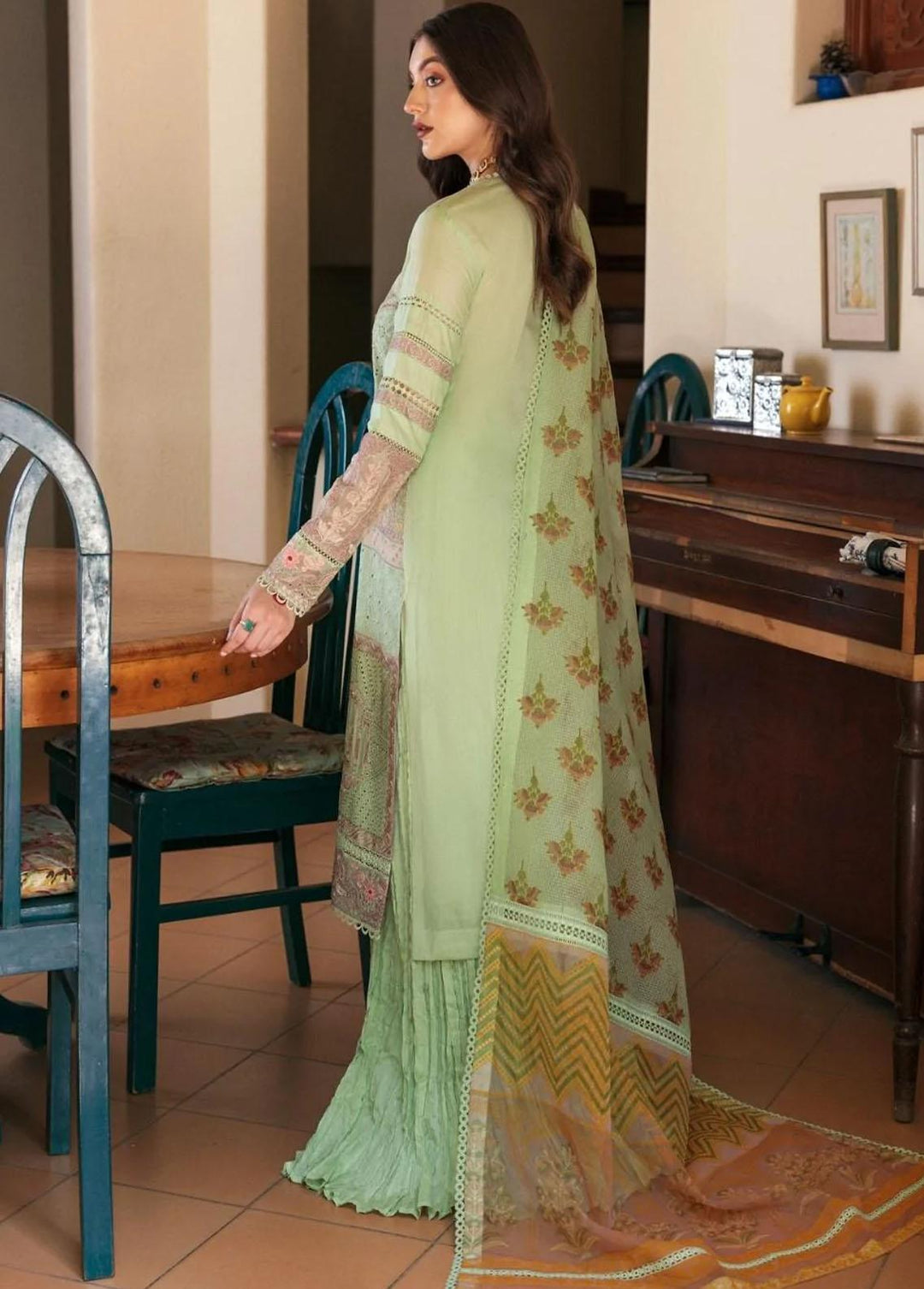 Mehru By Faixa Faixal Embroidered Lawn Suits Unstitched 3 Piece FFX22M E22-03 Pista - Luxury Collection