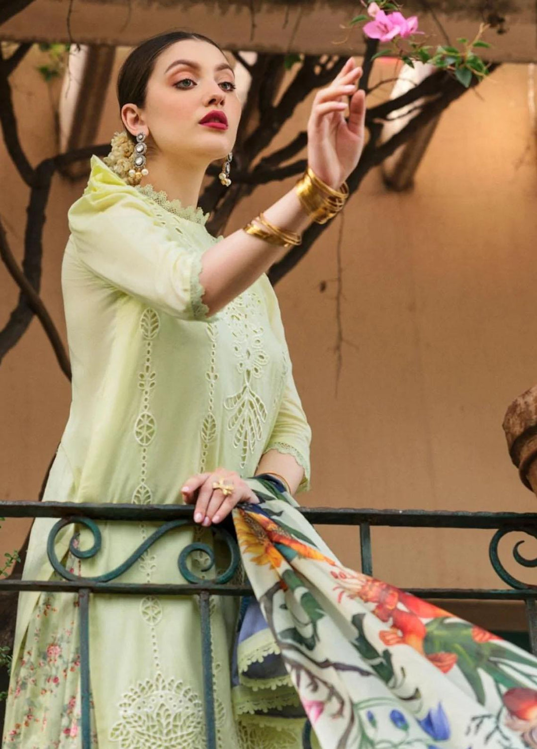 Mehru By Faixa Faixal Embroidered Lawn Suits Unstitched 3 Piece FFX22M E22-04 Lemon - Luxury Collection