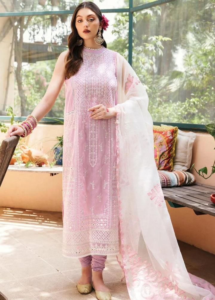 Mehru By Faixa Faixal Embroidered Lawn Suits Unstitched 3 Piece FFX22M E22-08 Light Purple - Luxury Collection