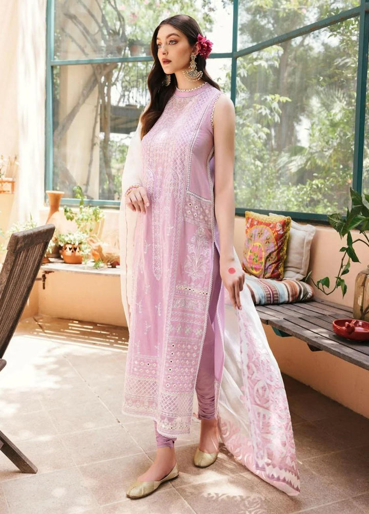 Mehru By Faixa Faixal Embroidered Lawn Suits Unstitched 3 Piece FFX22M E22-08 Light Purple - Luxury Collection