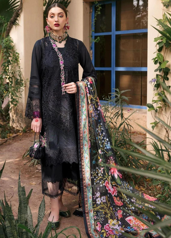 Mehru By Faixa Faixal Embroidered Lawn Suits Unstitched 3 Piece FFX22M E22-10 Black - Luxury Collection