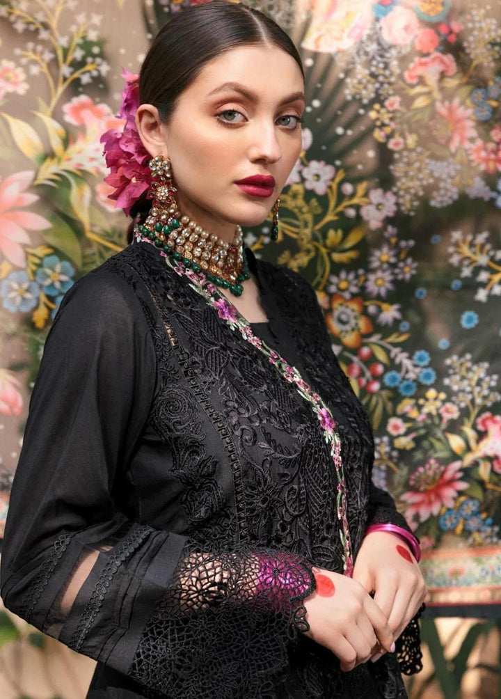 Mehru By Faixa Faixal Embroidered Lawn Suits Unstitched 3 Piece FFX22M E22-10 Black - Luxury Collection