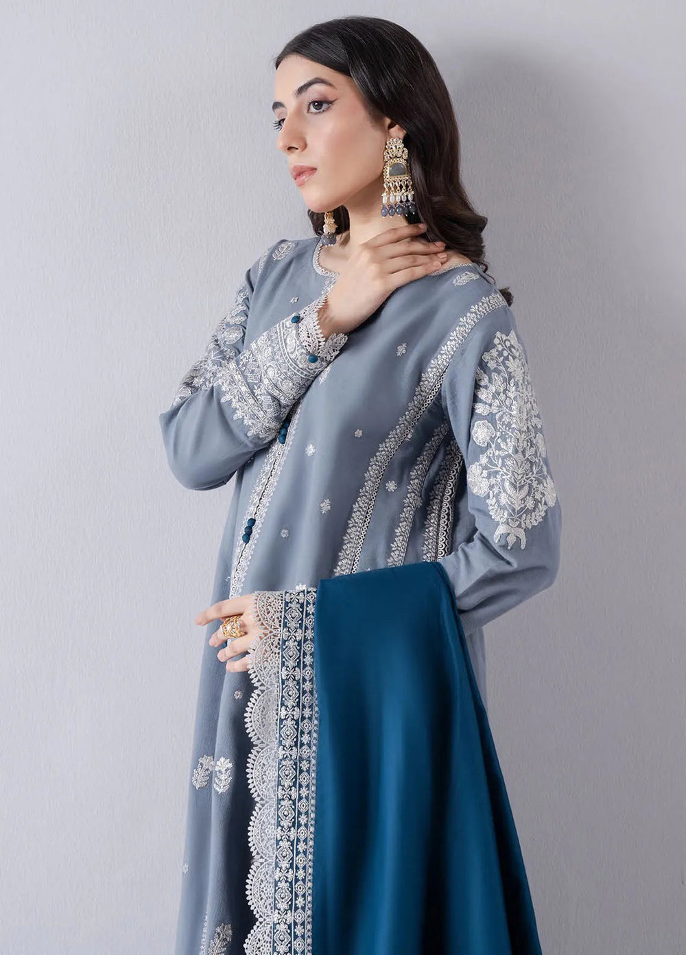 Faiza Faisal Embroidered Karandi Suit Unstitched 3 Piece FFX24EW D-04 Elaaf - Winter Collection