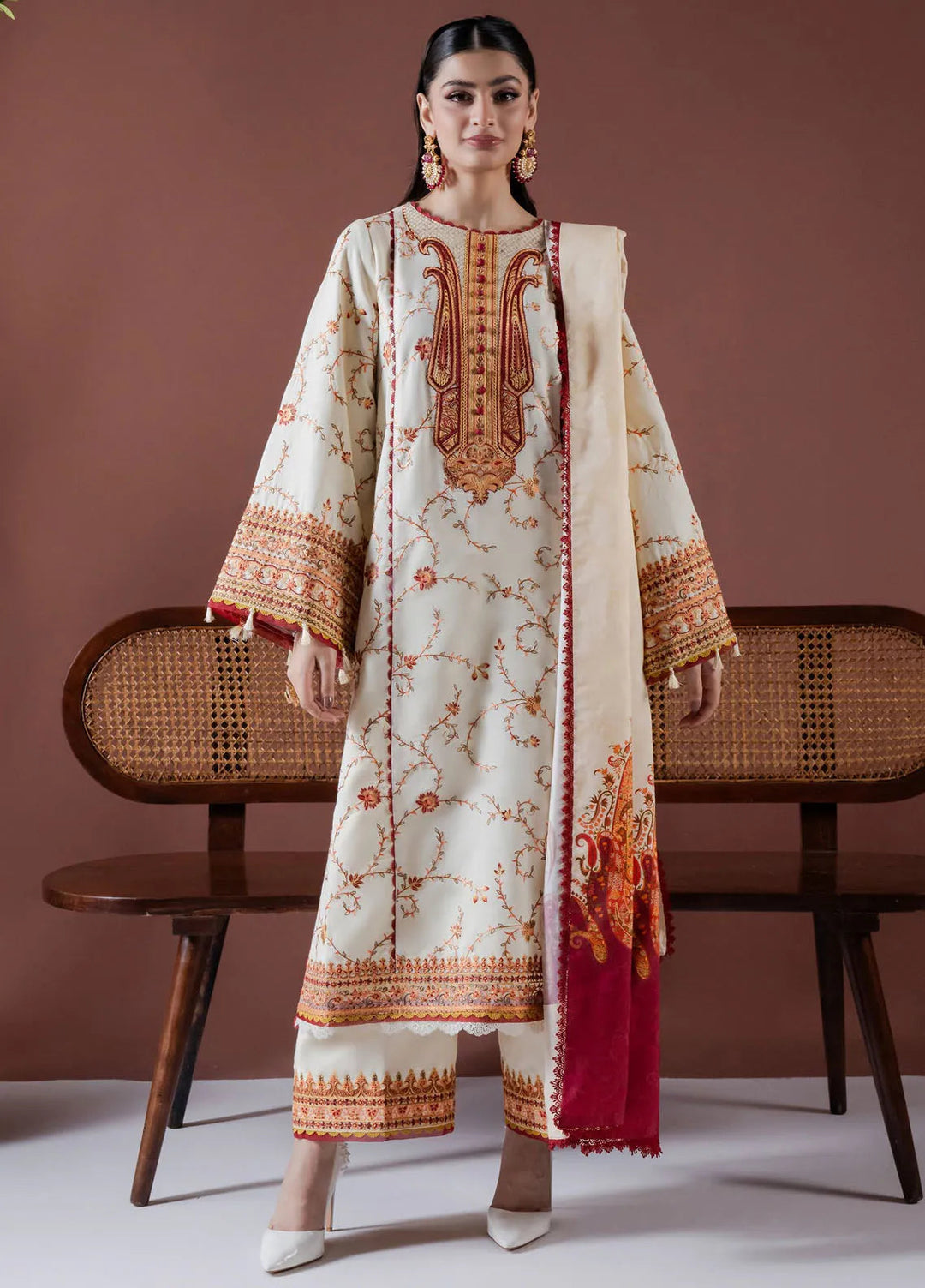 Faiza Faisal Embroidered Khaddar Suit Unstitched 3 Piece FFX24EW D-03 Ada - Winter Collection