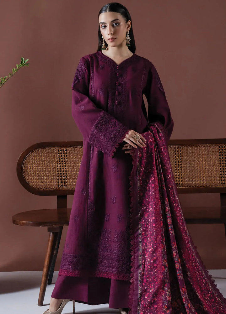 Faiza Faisal Embroidered Khaddar Suit Unstitched 3 Piece FFX24EW D-05 Ember - Winter Collection