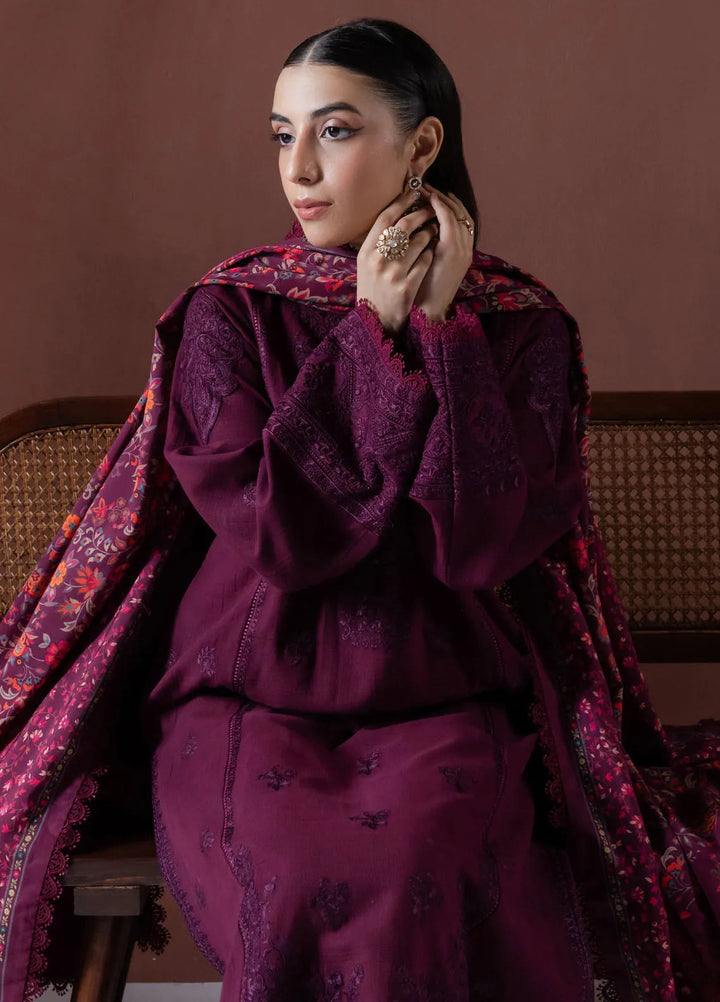 Faiza Faisal Embroidered Khaddar Suit Unstitched 3 Piece FFX24EW D-05 Ember - Winter Collection