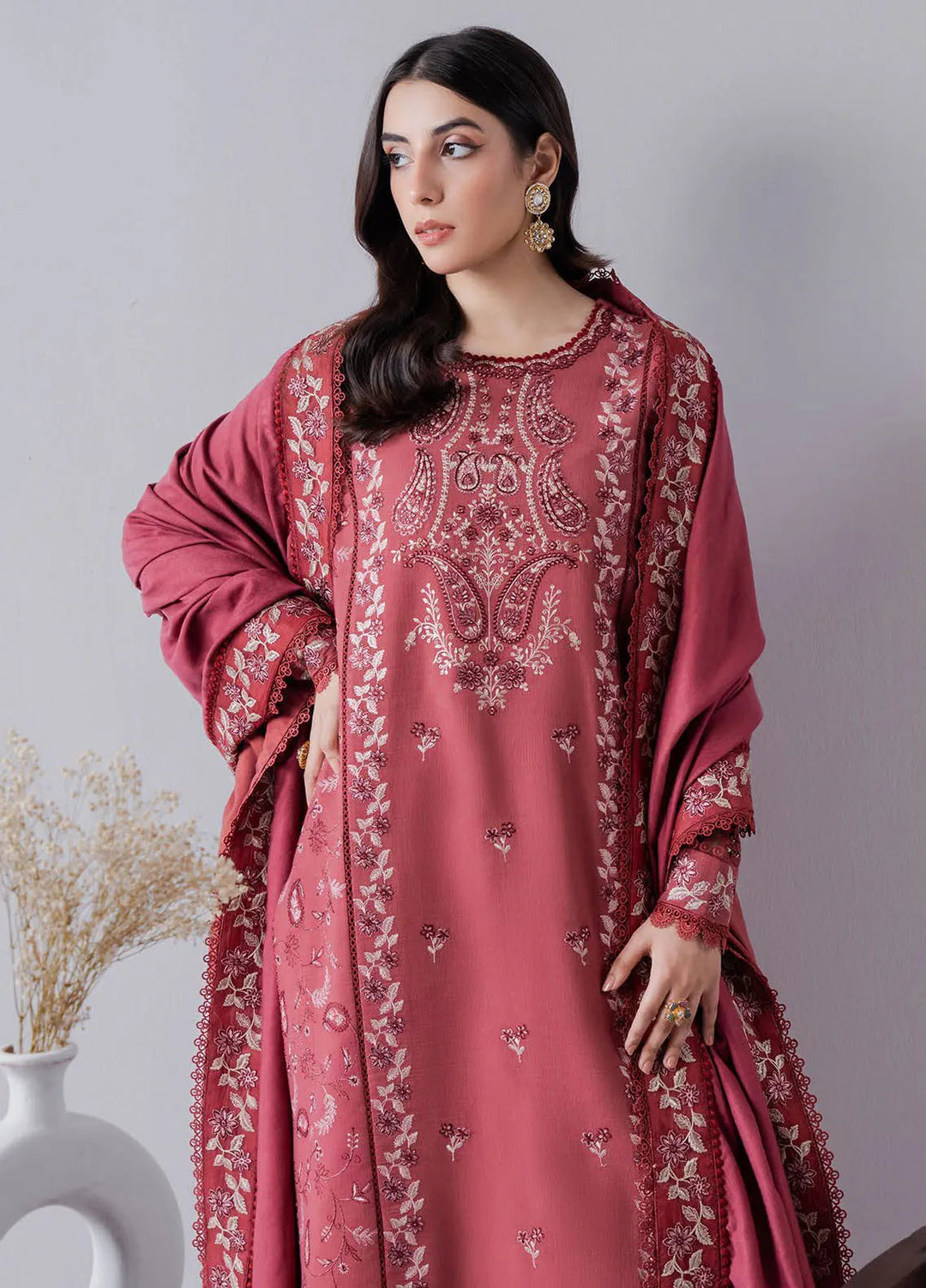 Faiza Faisal Embroidered Khaddar Suit Unstitched 3 Piece FFX24EW D-07 Samar - Winter Collection