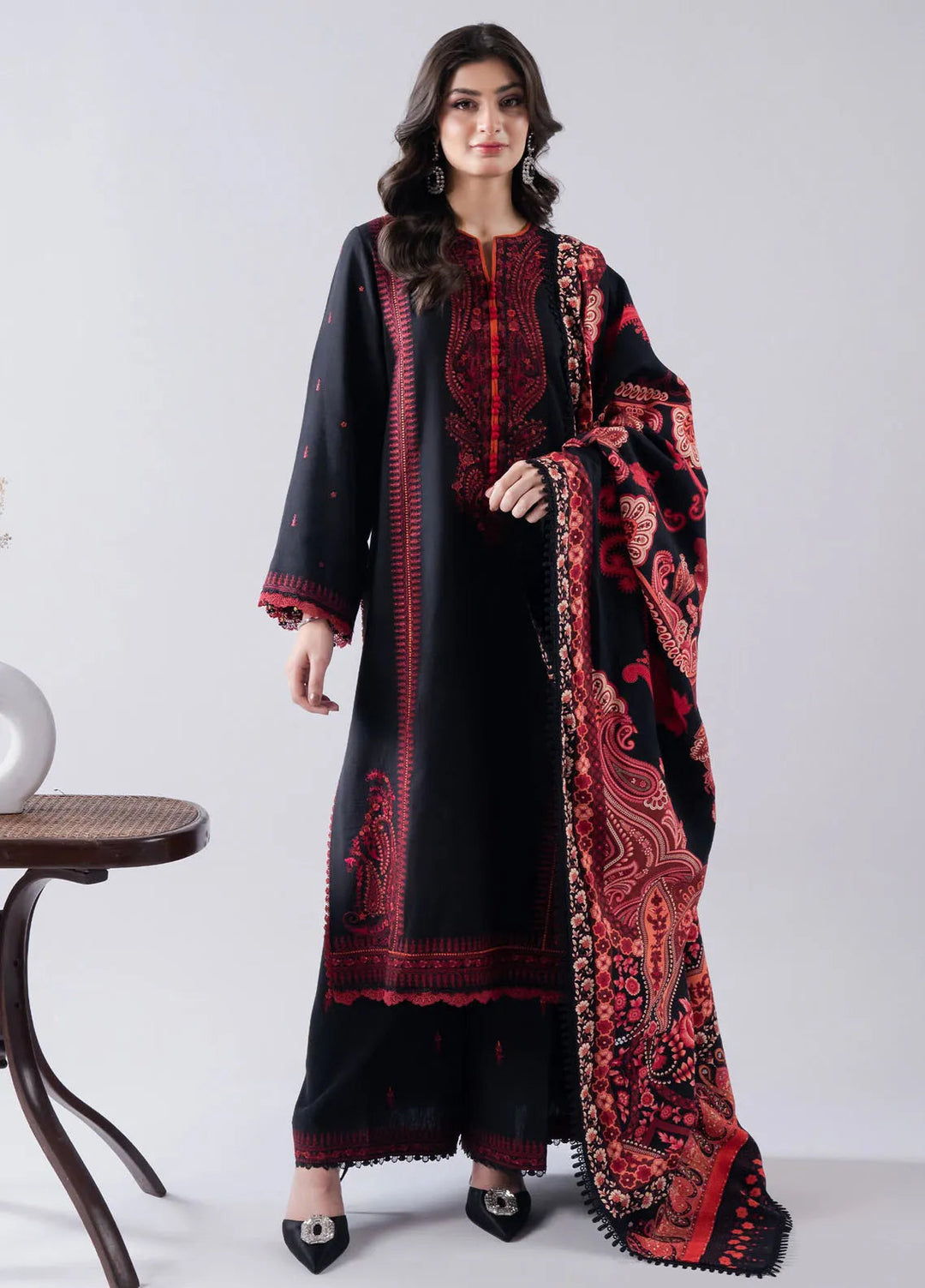 Faiza Faisal Embroidered Khaddar Suit Unstitched 3 Piece FFX24EW D-08 Zareen - Winter Collection
