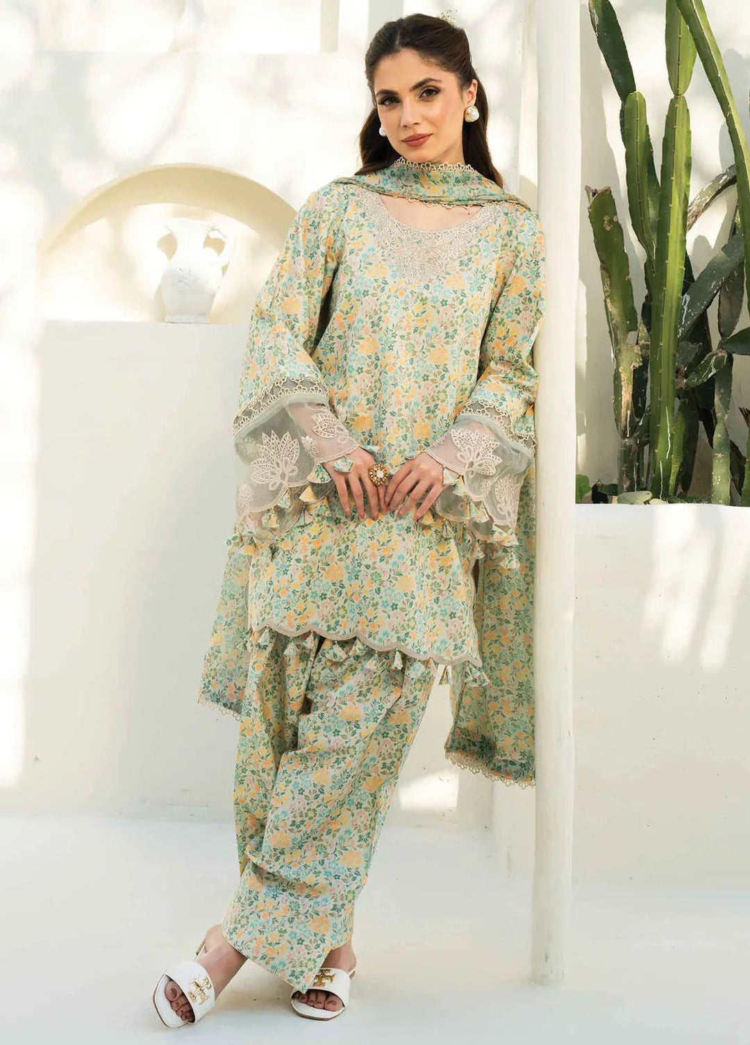 Faiza Faisal Embroidered Lawn Suits Unstitched 3 Piece FFX25P Aniqa - Summer Collection