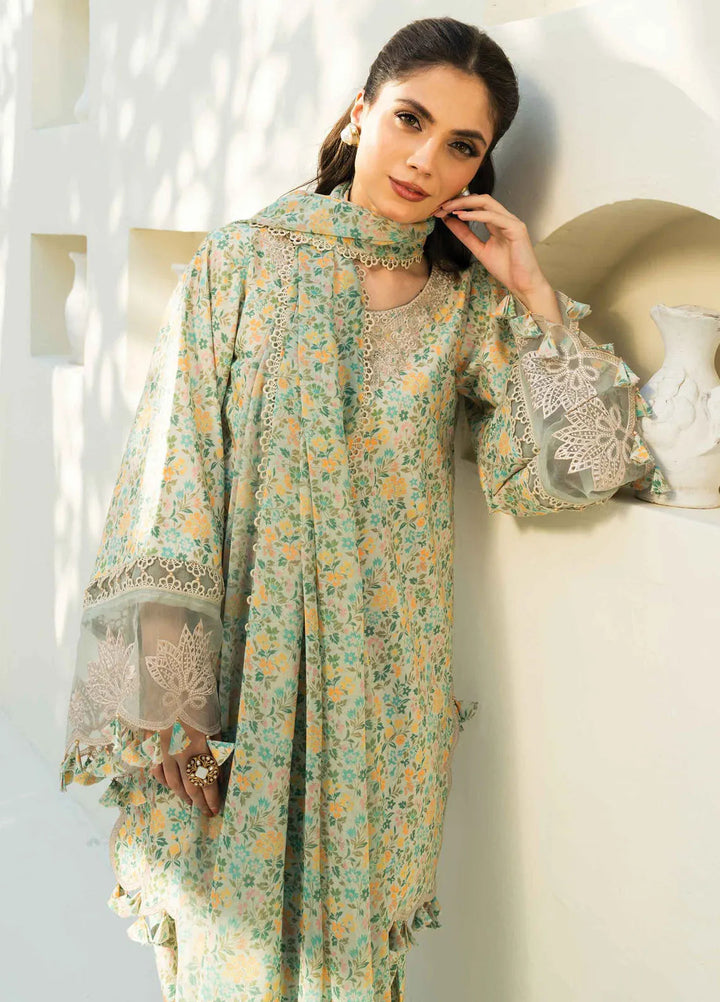 Faiza Faisal Embroidered Lawn Suits Unstitched 3 Piece FFX25P Aniqa - Summer Collection
