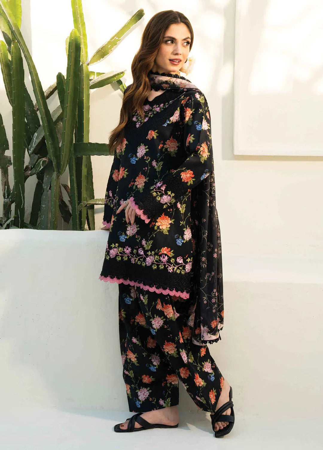 Faiza Faisal Embroidered Lawn Suits Unstitched 3 Piece FFX25P Eabah - Summer Collection