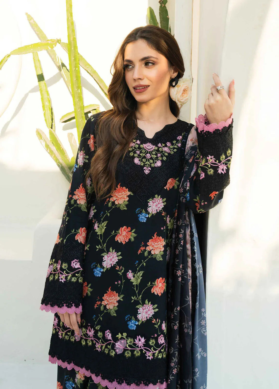 Faiza Faisal Embroidered Lawn Suits Unstitched 3 Piece FFX25P Eabah - Summer Collection