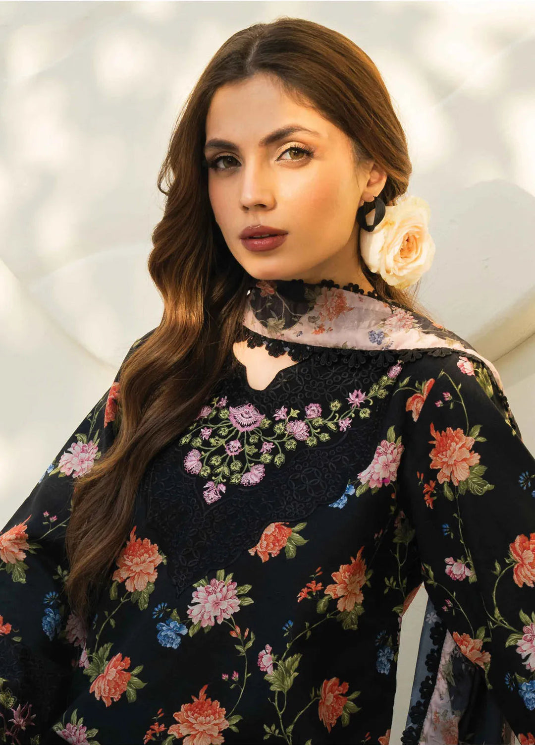 Faiza Faisal Embroidered Lawn Suits Unstitched 3 Piece FFX25P Eabah - Summer Collection
