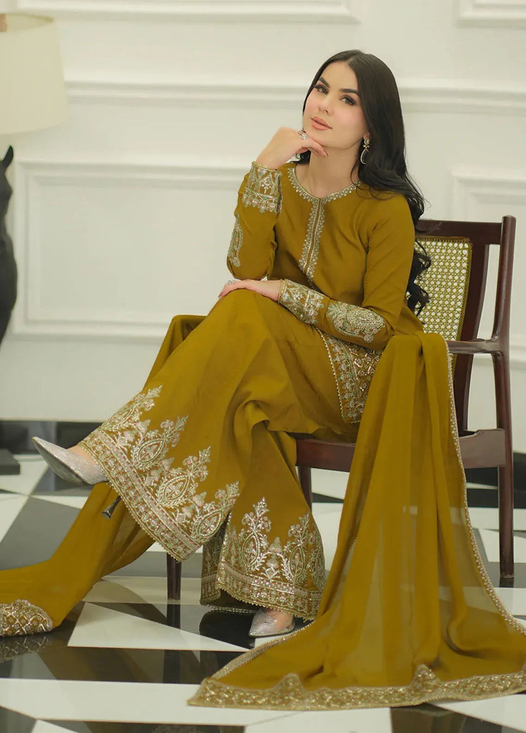 Faiza Faisal Pret Festive Raw Silk 3 Piece Suit Mehru