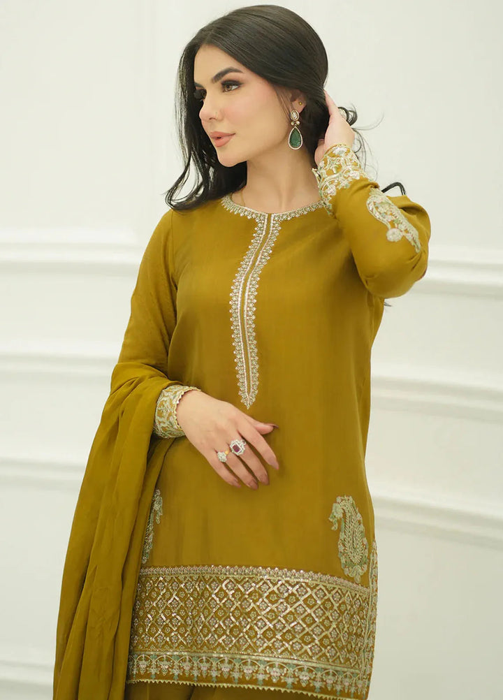 Faiza Faisal Pret Festive Raw Silk 3 Piece Suit Mehru