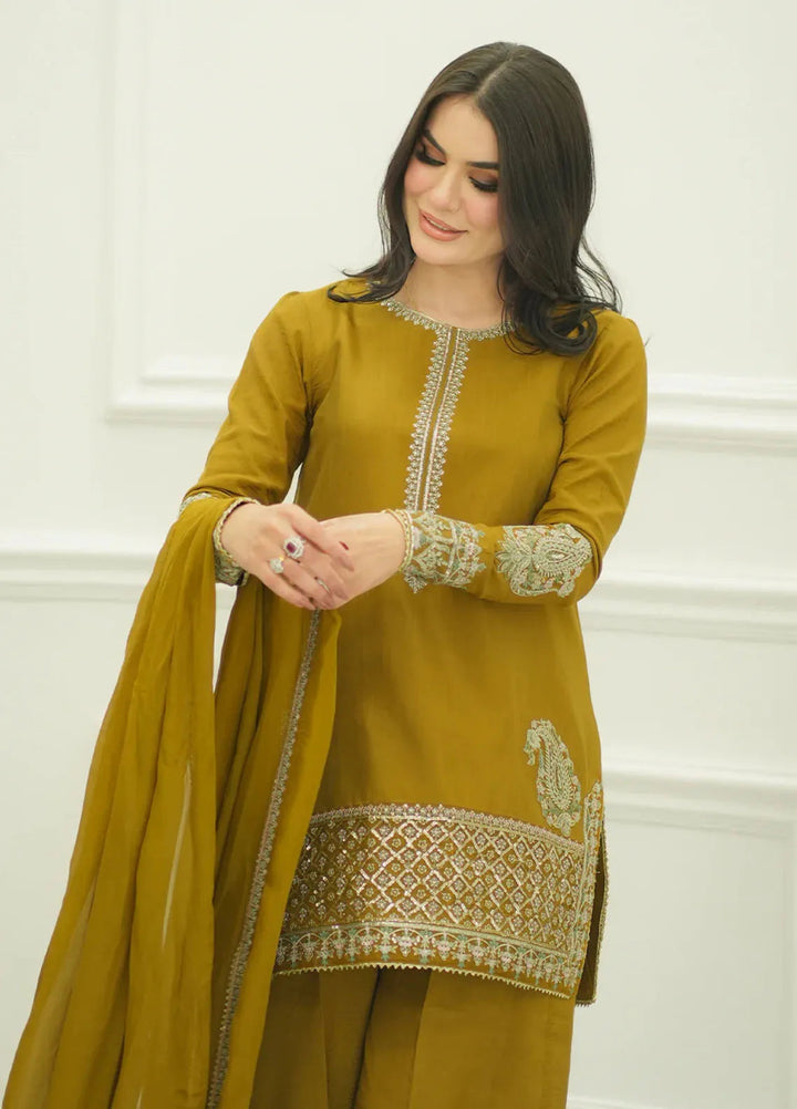 Faiza Faisal Pret Festive Raw Silk 3 Piece Suit Mehru