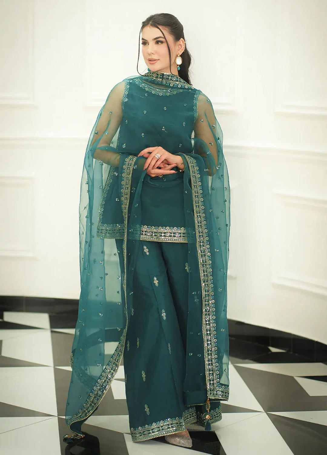 Faiza Faisal Pret Festive Raw Silk 3 Piece Suit Seren