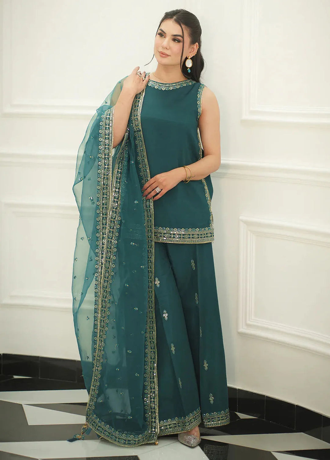 Faiza Faisal Pret Festive Raw Silk 3 Piece Suit Seren