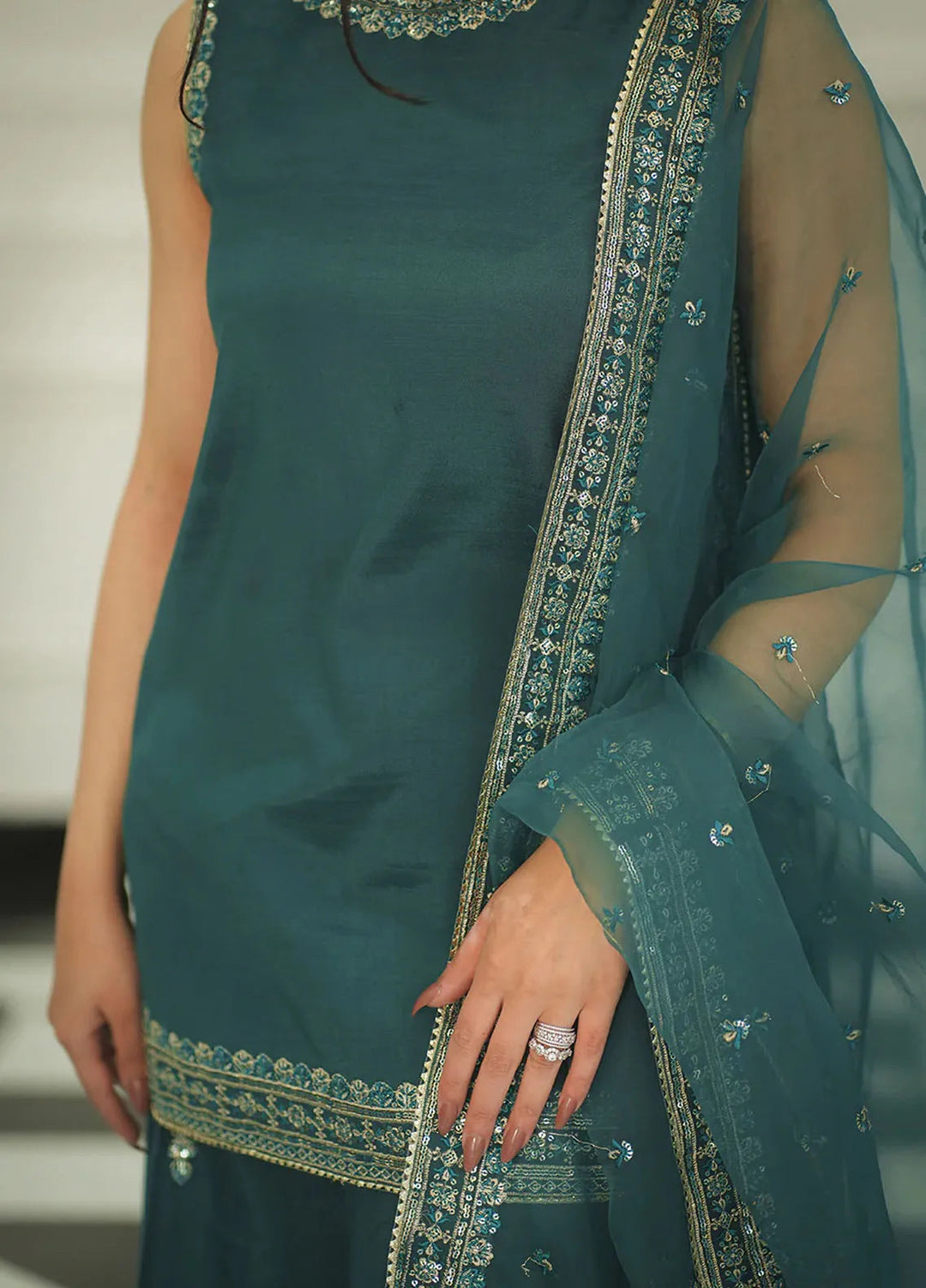 Faiza Faisal Pret Festive Raw Silk 3 Piece Suit Seren