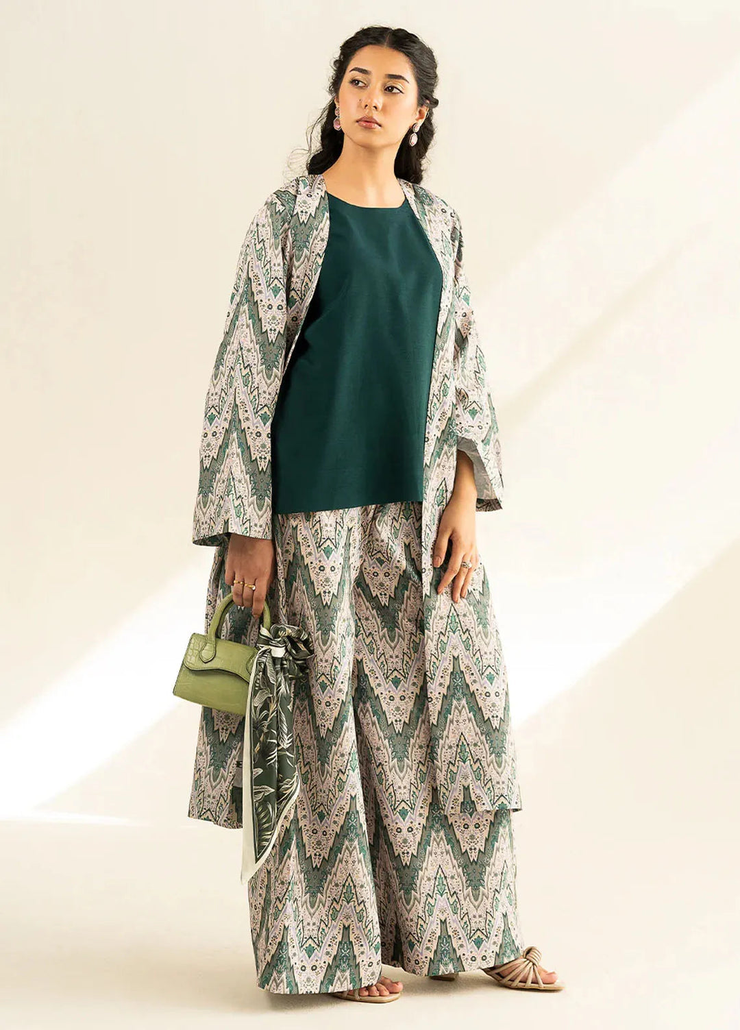 Faizal Faisal Pret Printed Raw Silk 3 Piece Suit FNF-WS24-0327 Selene