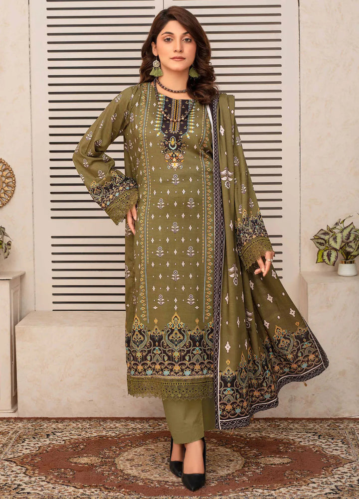 Falak by Feroza Printed Slub Linen Suits Unstitched 3 Piece FZ24FL D-01 - Winter Collection