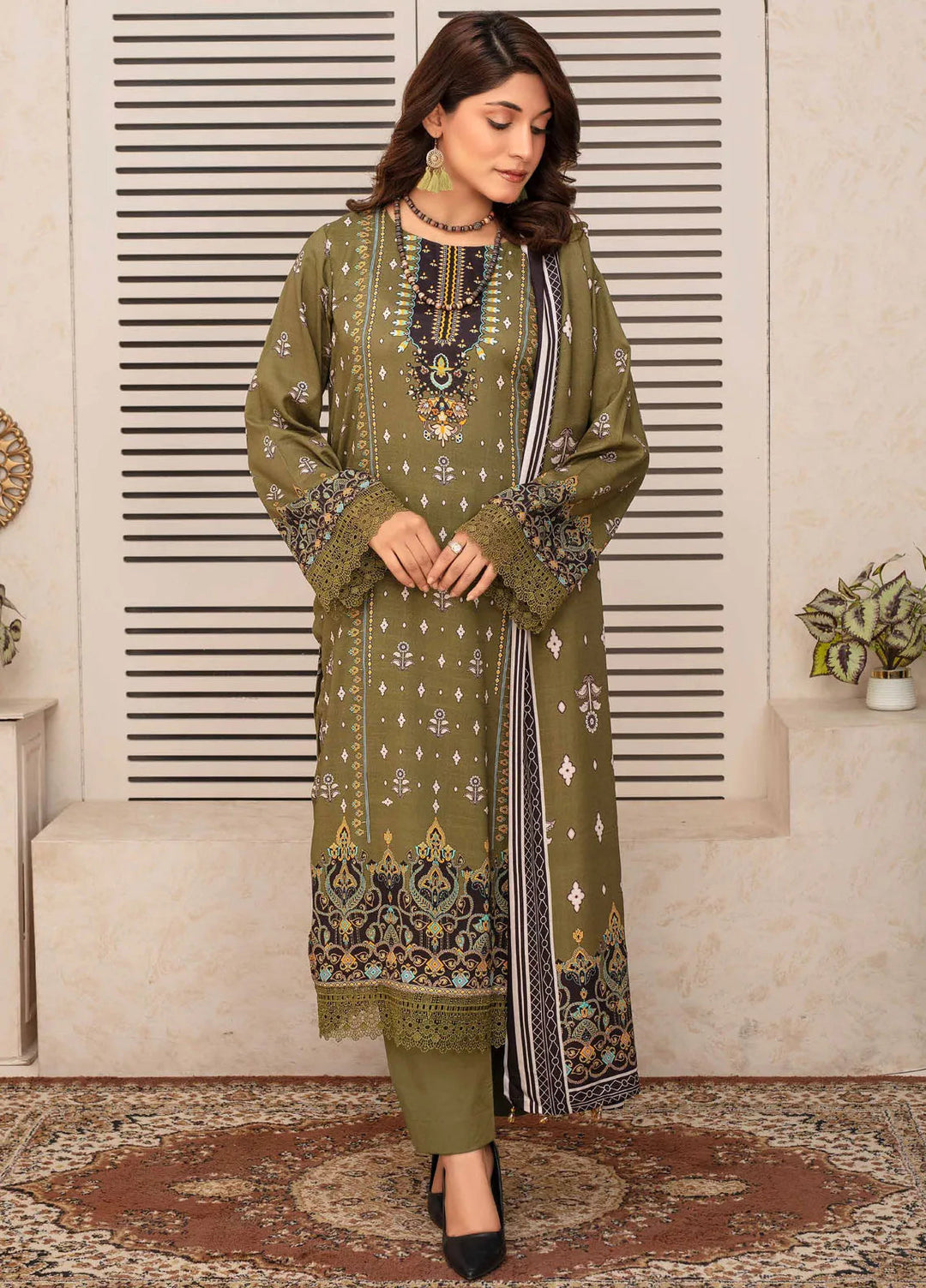 Falak by Feroza Printed Slub Linen Suits Unstitched 3 Piece FZ24FL D-01 - Winter Collection