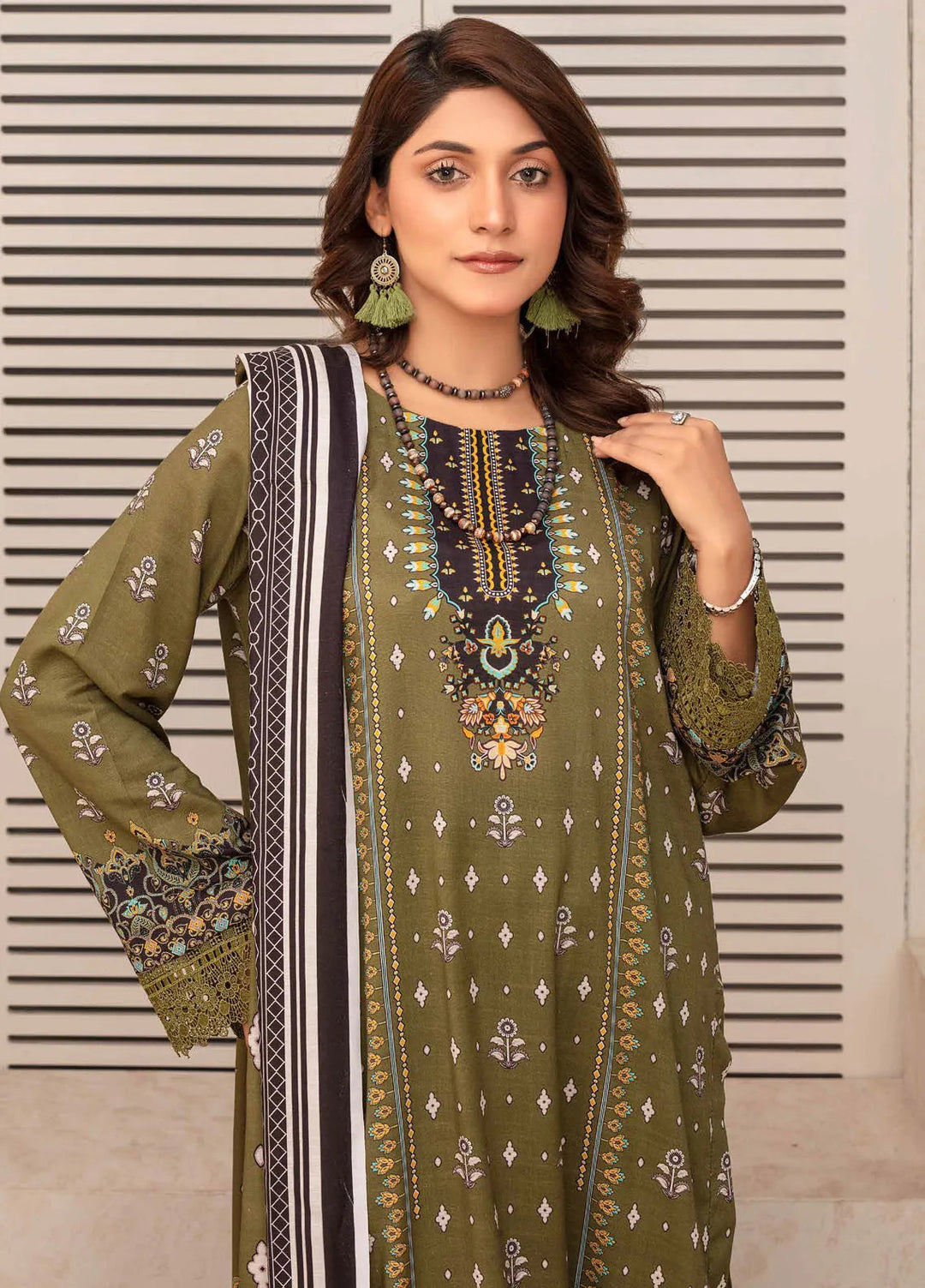 Falak by Feroza Printed Slub Linen Suits Unstitched 3 Piece FZ24FL D-01 - Winter Collection