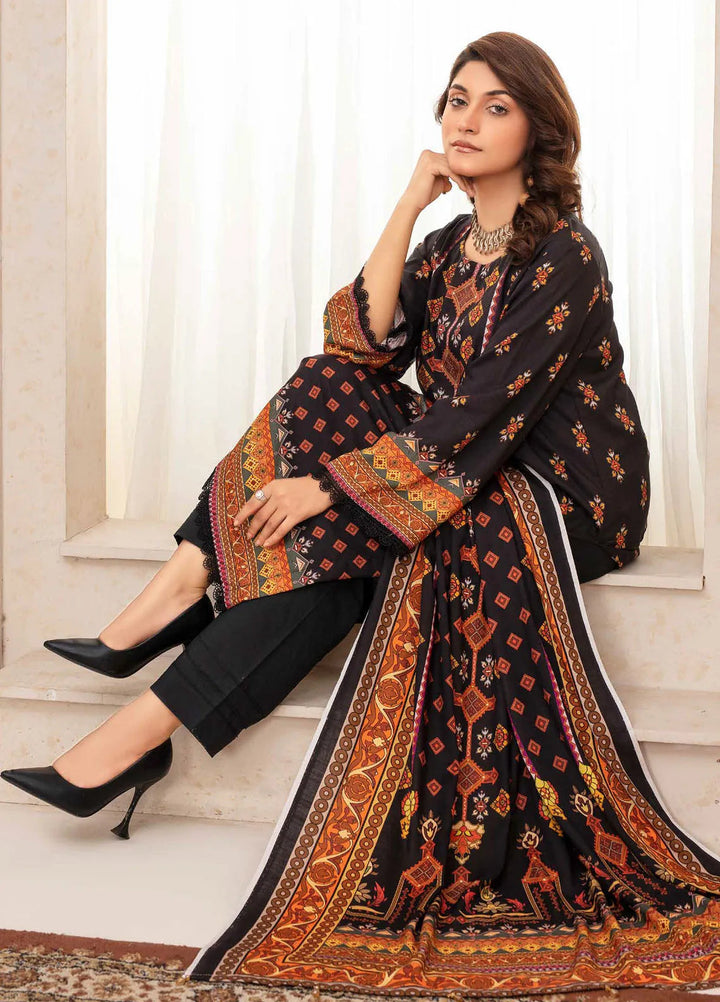 Falak by Feroza Printed Slub Linen Suits Unstitched 3 Piece FZ24FL D-02 - Winter Collection