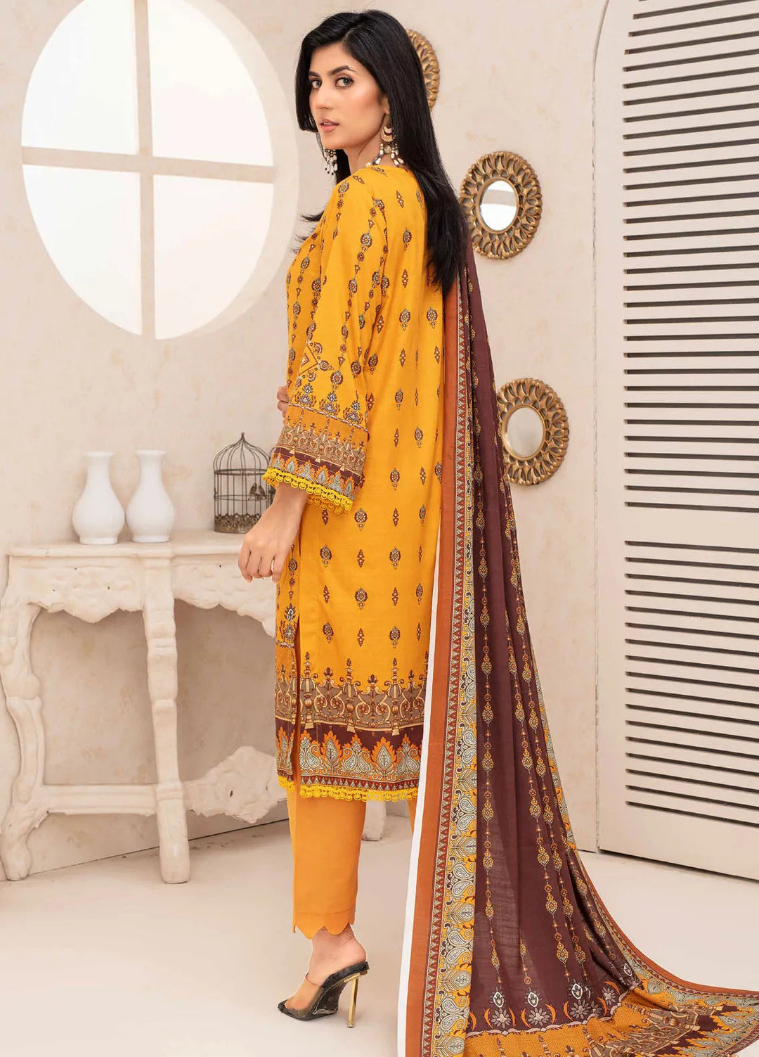 Falak by Feroza Printed Slub Linen Suits Unstitched 3 Piece FZ24FL D-03 - Winter Collection