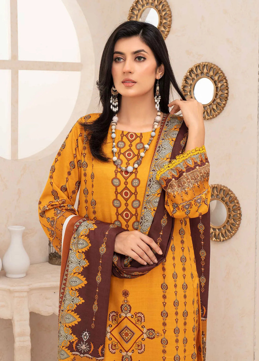 Falak by Feroza Printed Slub Linen Suits Unstitched 3 Piece FZ24FL D-03 - Winter Collection