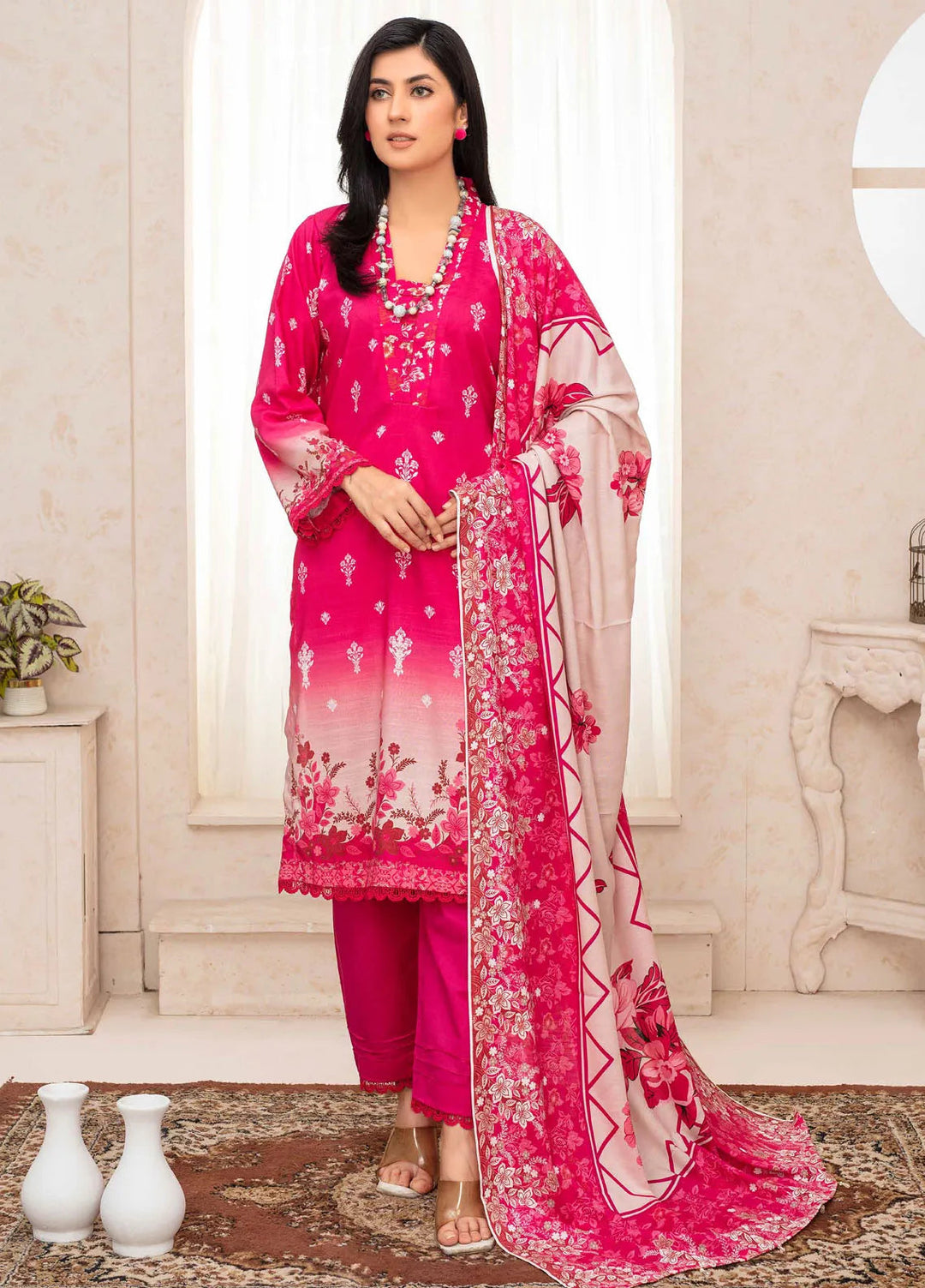 Falak by Feroza Printed Slub Linen Suits Unstitched 3 Piece FZ24FL D-04 - Winter Collection