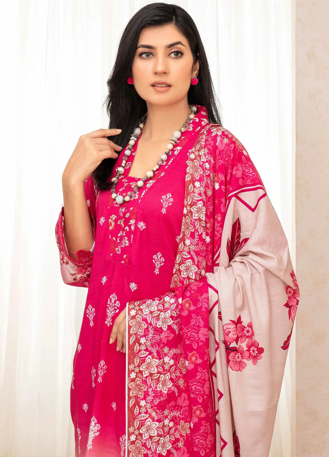 Falak by Feroza Printed Slub Linen Suits Unstitched 3 Piece FZ24FL D-04 - Winter Collection