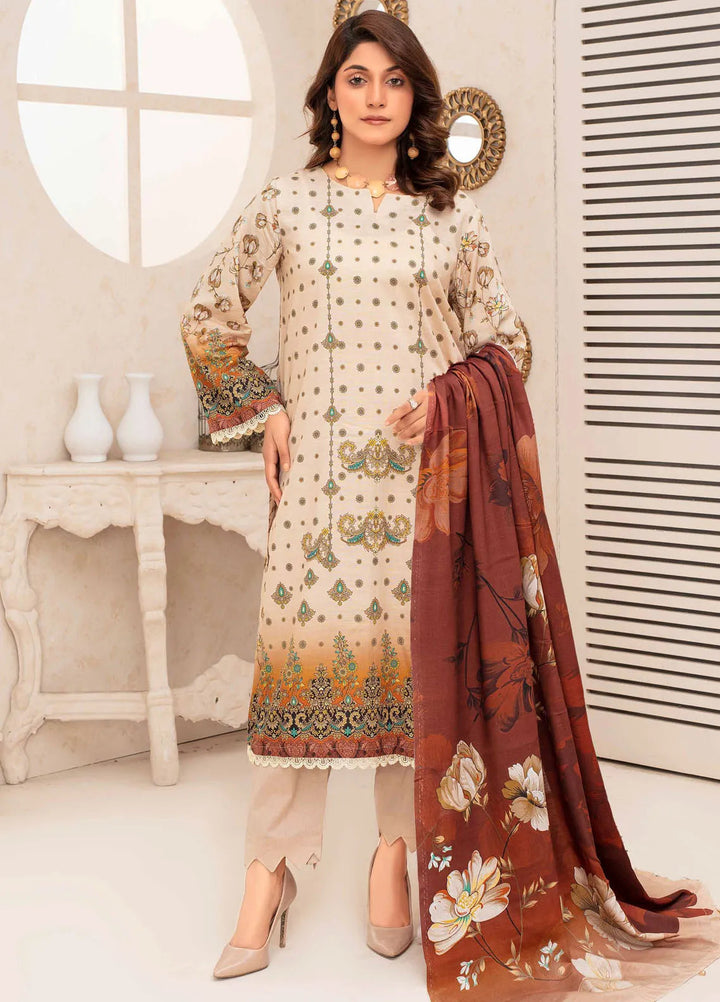 Falak by Feroza Printed Slub Linen Suits Unstitched 3 Piece FZ24FL D-05 - Winter Collection